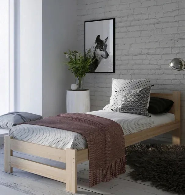 Jednoosobowe drewniane łóżko młodzieżowe 90x200 - Berti 3X