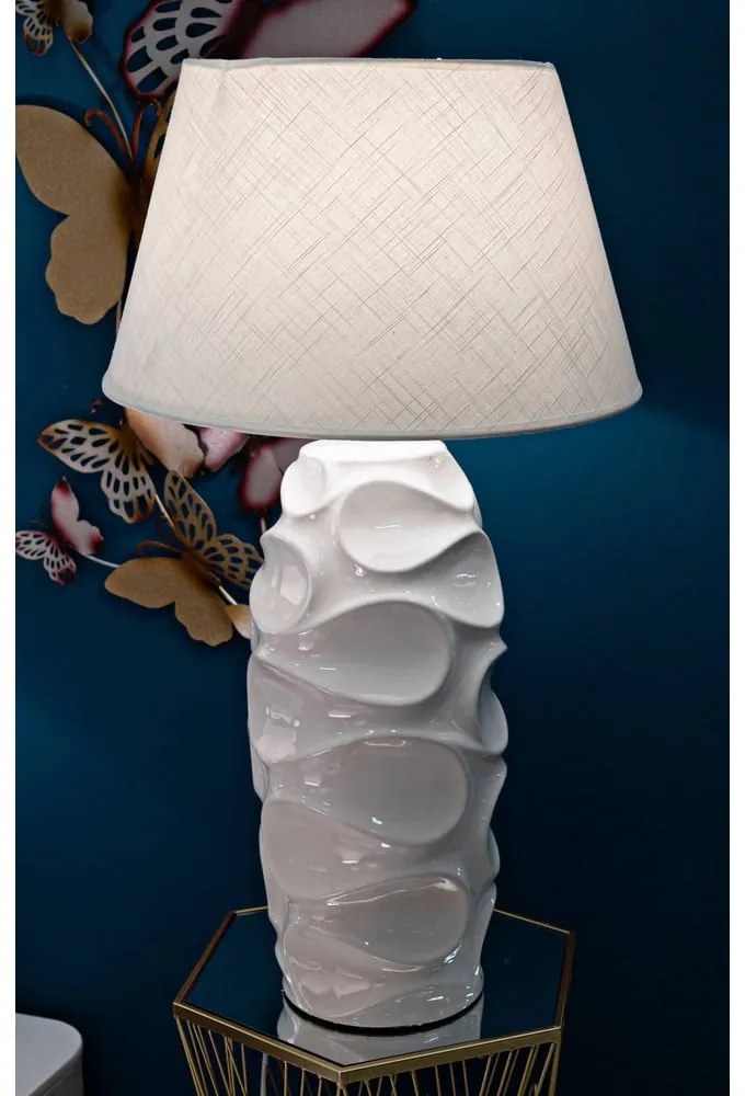 Biała lampa stojąca z tekstylnym kloszem (wysokość 83 cm) Warsaw – Mauro Ferretti