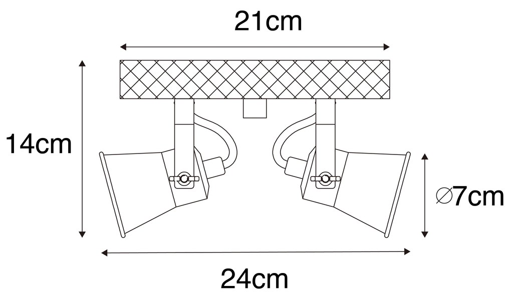 Rustykalny reflektor czarny z drewnem 2-światła regulowany - Jelle