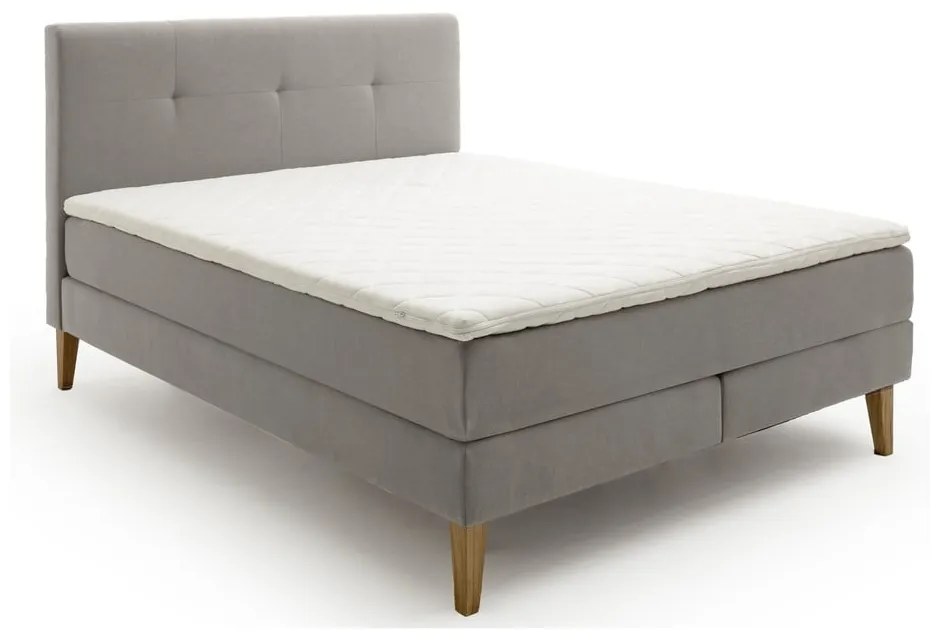 Jasnoszare łóżko boxspring 180x200 cm Stockholm – Meise Möbel