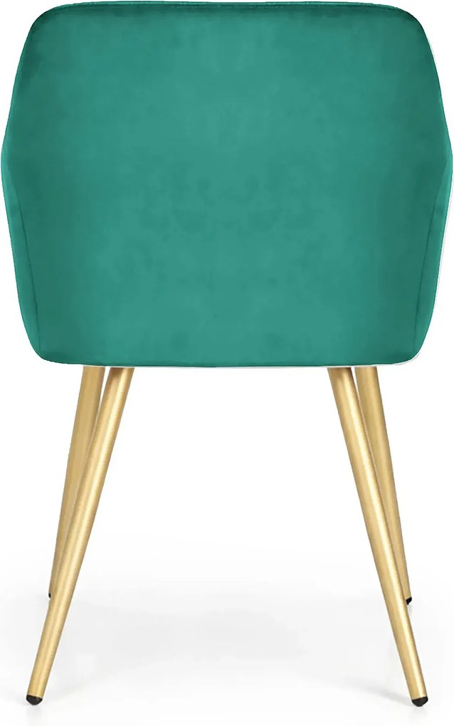 Zestaw 4 zielonych krzeseł welurowych na złotej podstawie - Terviso 3X