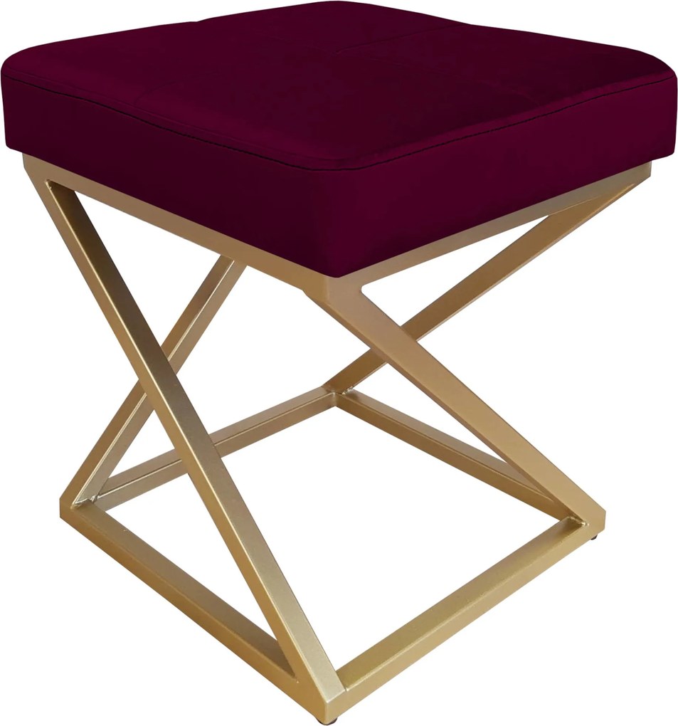Pufa ZOA tkanina Welur loft ławka podnóżek metal : Kolor Stelaża - Złoty, Kolor tkaniny - VELVET - MG02, Typ tkaniny - Velvet