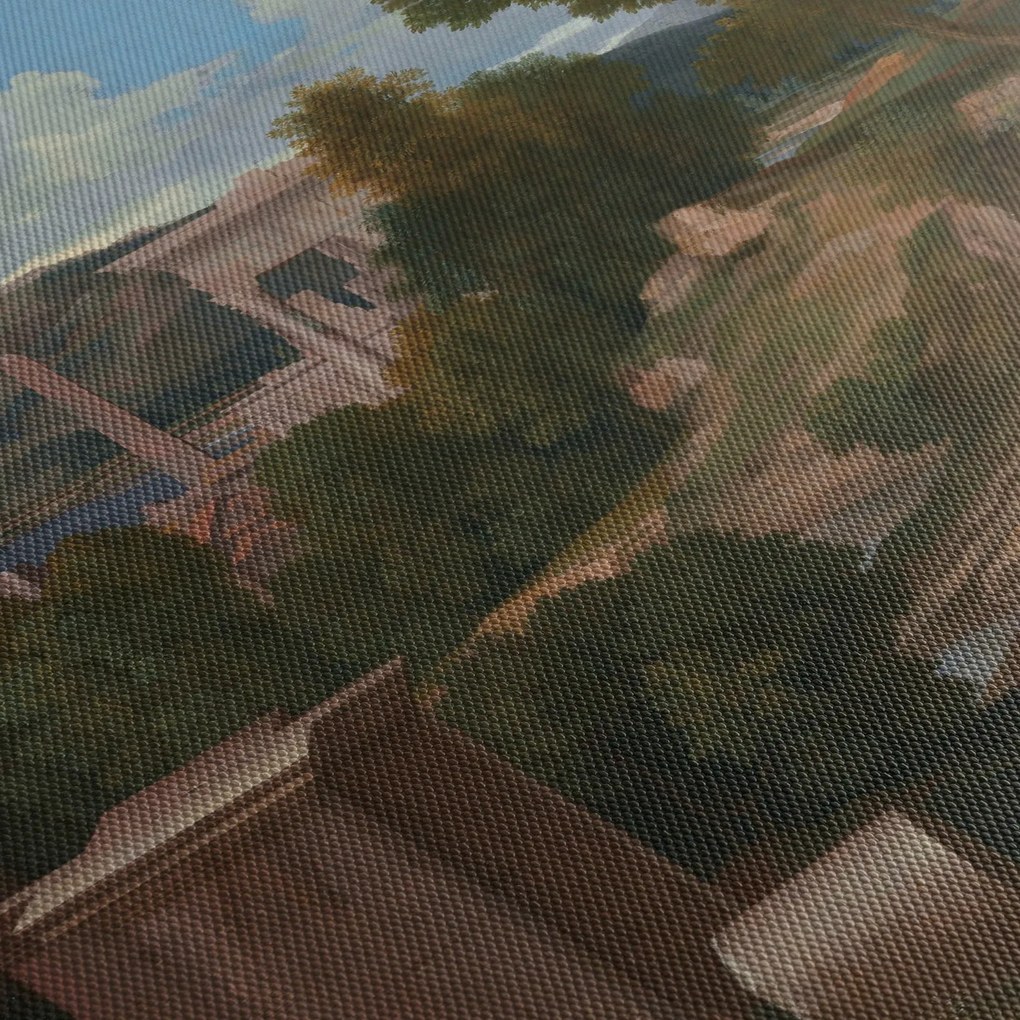 Obraz - Nicolas Poussin, Landscape with Saint John on Patmos, reprodukcje (z zegarem) (90x30 cm)