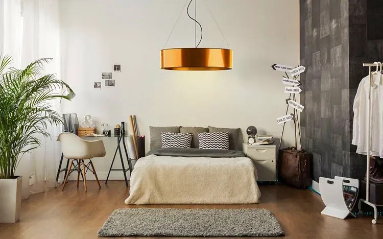 Miedziana lampa wisząca z dużym abażurem 100 cm 18X EX326 G6-N27