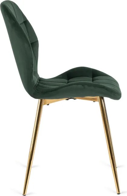Krzesło Tapicerowane do Jadalni LUCKY Zielone Welurowe Nowoczesne Glamour