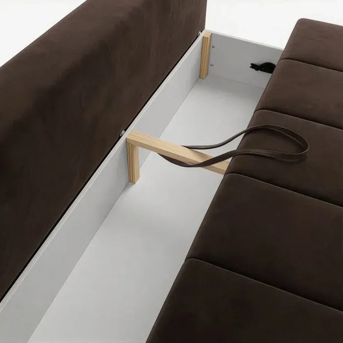 Sofa z Funkcją Spania SARIA Brązowa Welurowa Nowoczesna