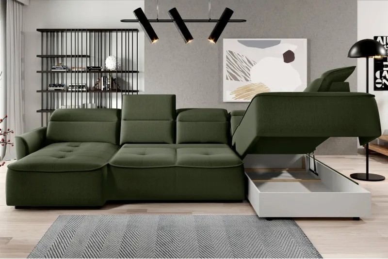 Narożnik MURILLO XL z elektryczną regulacją siedziska Prawostronny w tkaninie VOUGE 11 WERSAL