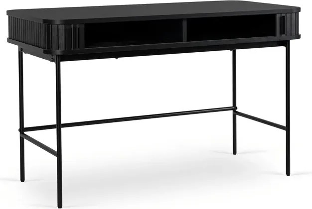 Biurko Rozsuwane TRISH 120 cm Czarne Ryflowane Nowoczesne Loft
