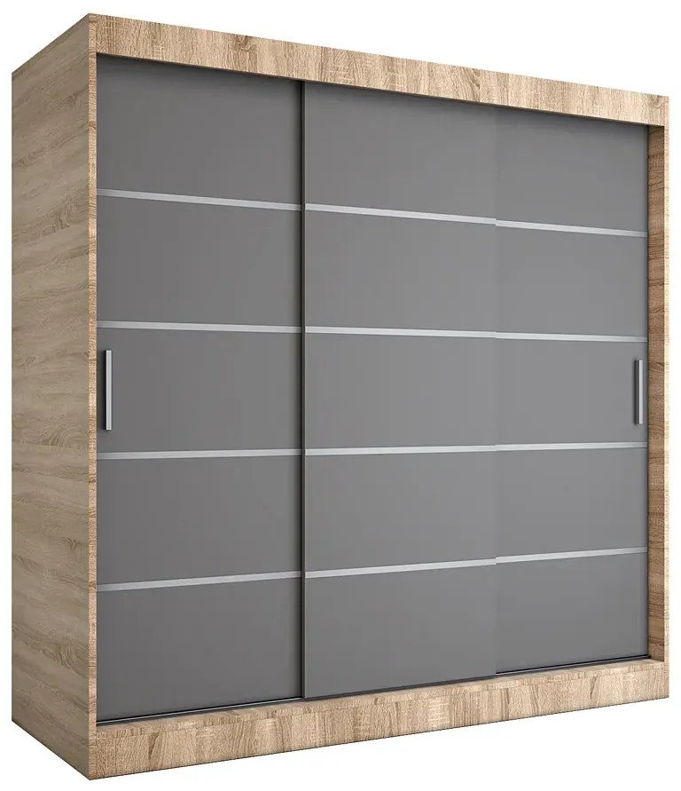Szafa przesuwna dąb sonoma + antracyt 200 cm - Bohosa 6X