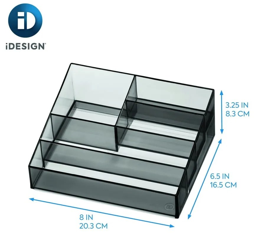 Organizer łazienkowy na kosmetyki z plastiku z recyklingu w kolorze matowej czerni Nail Station – iDesign