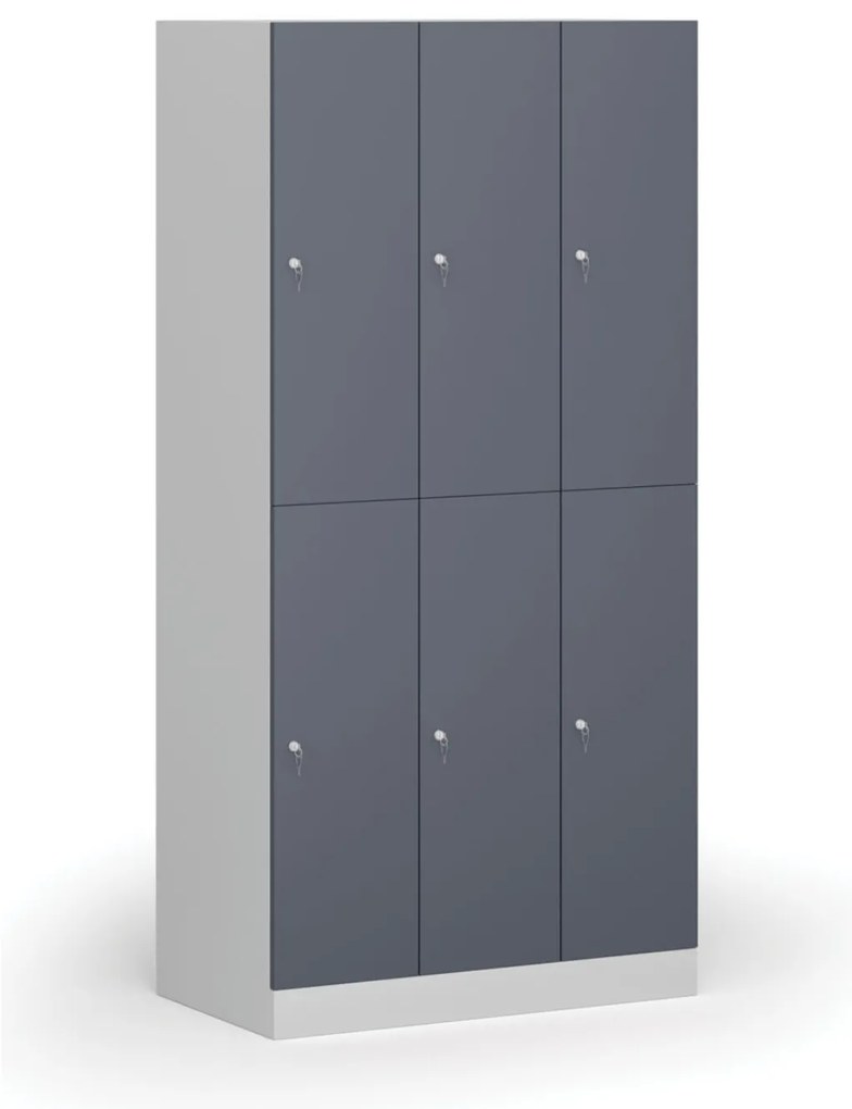 Szafka skrytkowa, 6 schowków, 1850 x 900 x 500 mm, demontaż, zamek cylindryczny, drzwi ciemnoszare