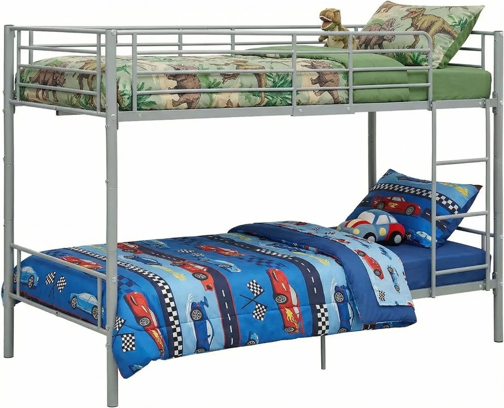 Szare metalowe łóżko piętrowe 90x200 cm F0-L49
