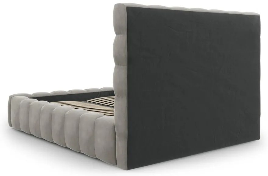 Jasnoszare tapicerowane łóżko dwuosobowe ze schowkiem i stelażem 160x200 cm Bali – Cosmopolitan Design