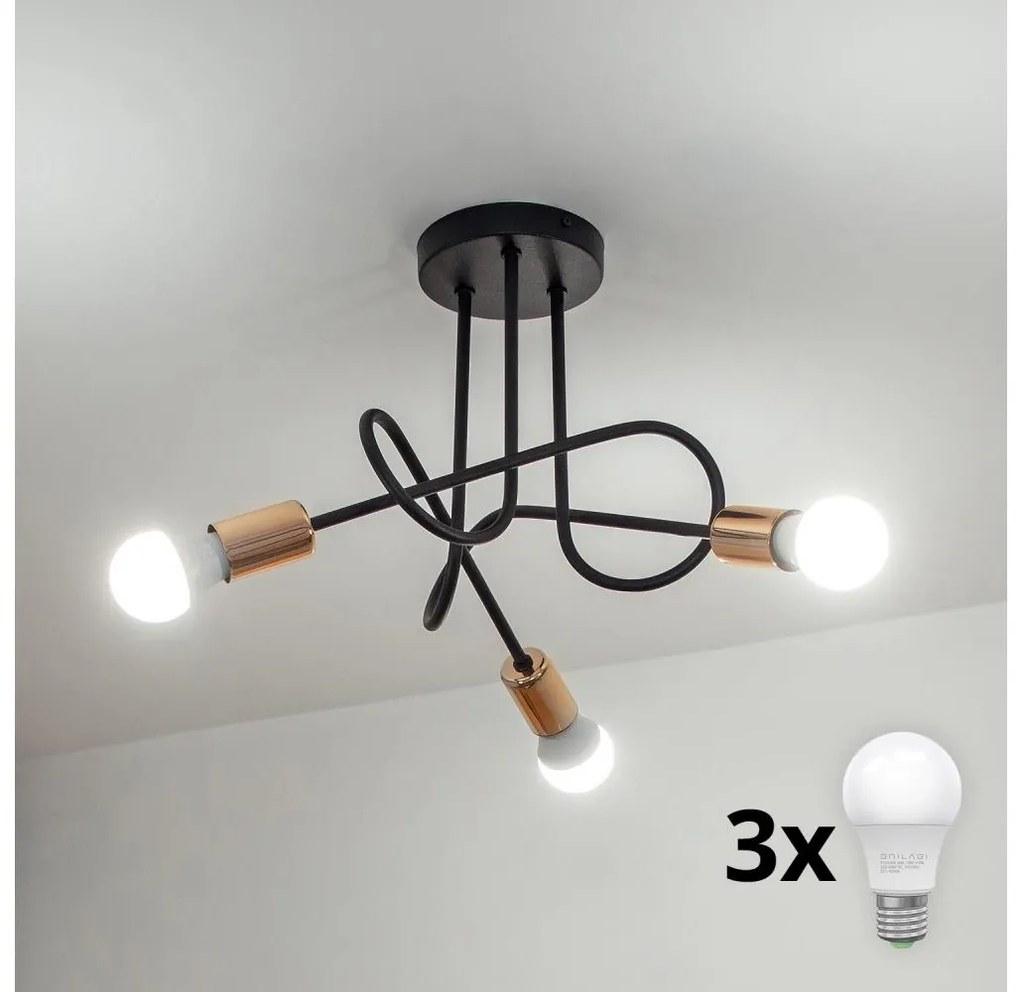 LED przysufitowy żyrandol OXFORD 3xE27/15W/230V czarny