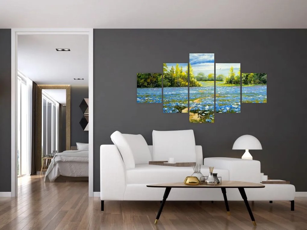 Obraz - Ścieżka w polu, obraz olejny (125x70 cm)