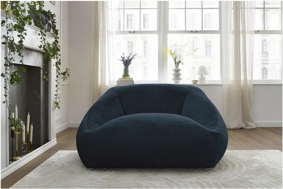 Ciemnoniebieski worek do siedzenia z imitacji futra Lilibet – Bobochic Paris