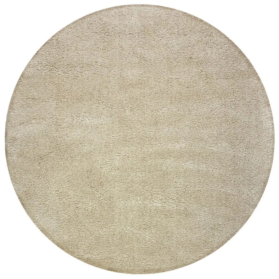 Beżowy okrągły dywan z włókien z recyklingu odpowiedni do prania 133x133 cm Fluffy – Flair Rugs