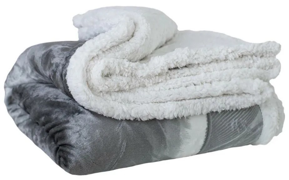 Koc z barankiem Pióra szary, 150 x 200 cm