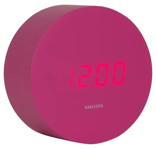 Karlsson 5981BP designerski zegar LED z budzikiem,różowy, średnica 9 cm