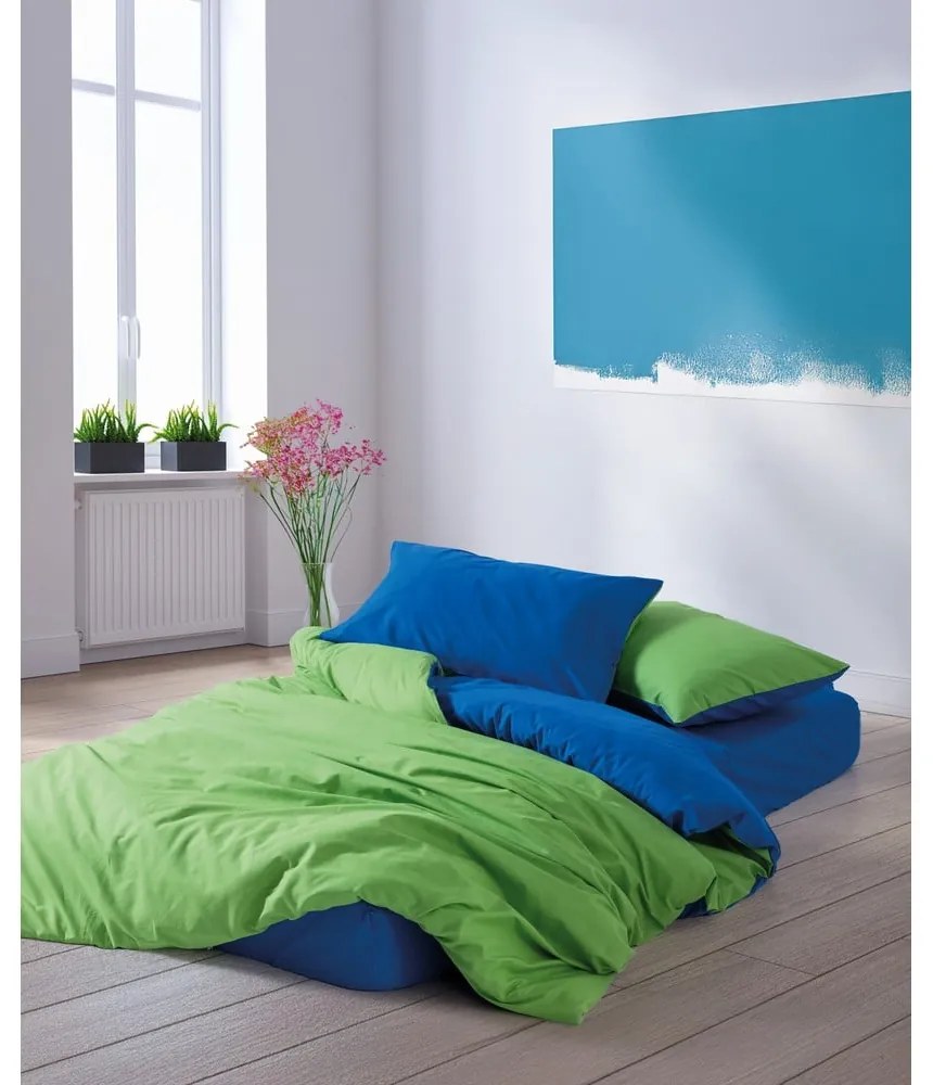 Zielona/niebieska pościel dwuosobowa z bawełny renforcé z prześcieradłem/4-częściowa 200x220 cm Sage – Mijolnir