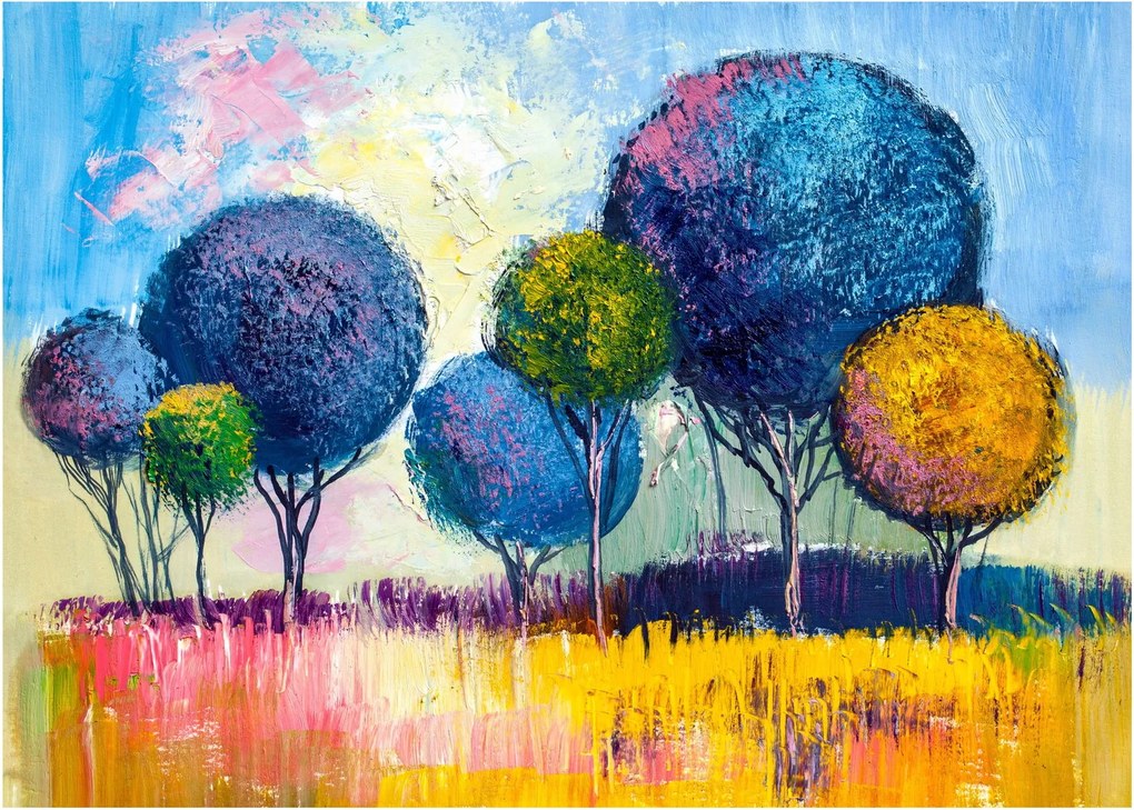 Obraz na szkle drzew kopułowych, obraz olejny (70x50 cm)