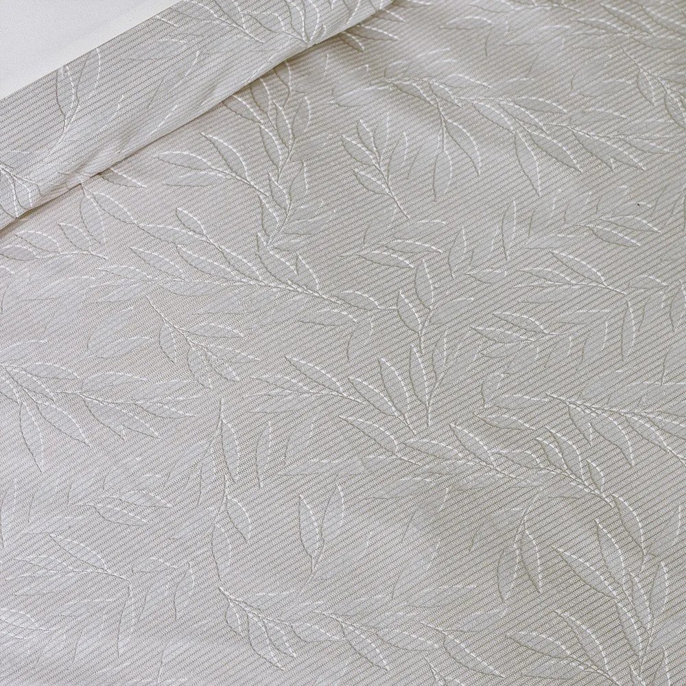 Szarobeżowa pościel dwuosobowa żakardowa 230x220 cm Corded Leaves – Catherine Lansfield