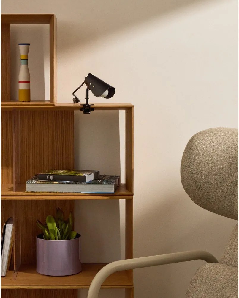 Czarna metalowa lampa stołowa z klipsem (wysokość 16 cm) Jula – Kave Home