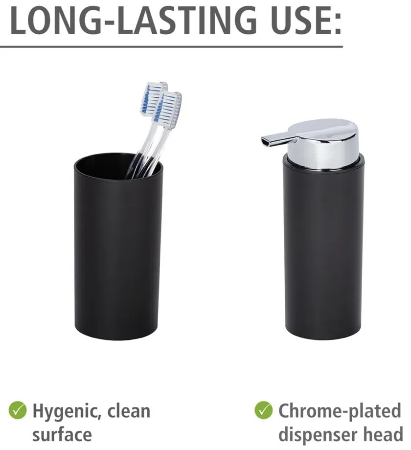 Czarny plastikowy zestaw akcesoriów łazienkowych Calvo – Wenko