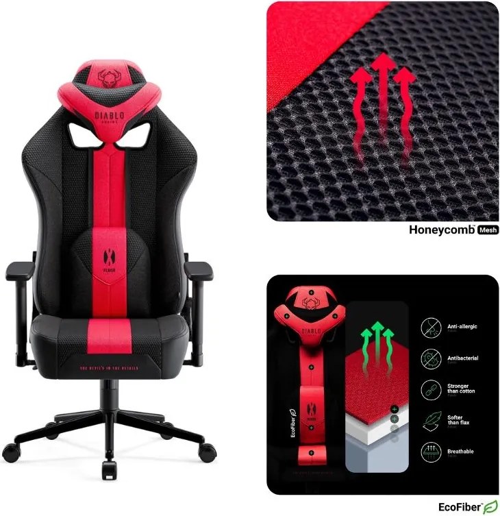 Fotel do grania dla młodzieży Diablo X-Player 2.0 Small Size, karmazynowo-antracytowy