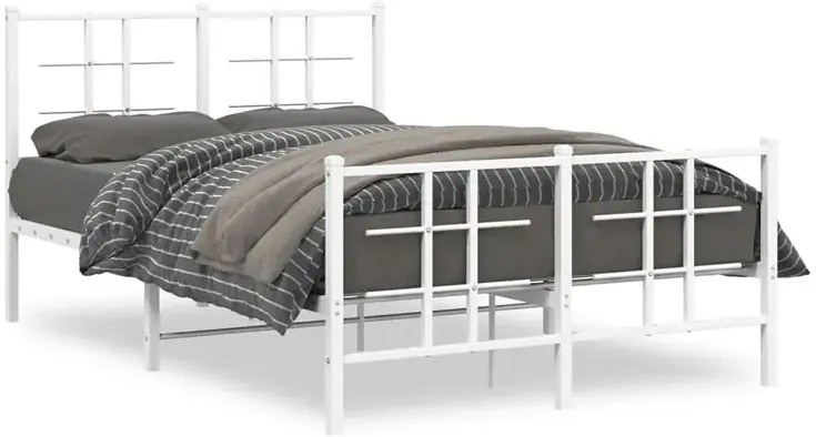 Białe metalowe łóżko małżeńskie 140x200 cm D0-A88