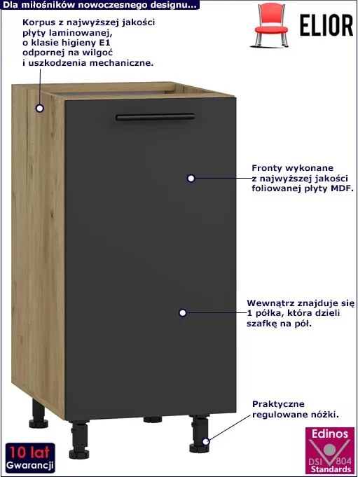 Pojedyncza szafka kuchenna dąb craft + antracyt - Vokres 7X