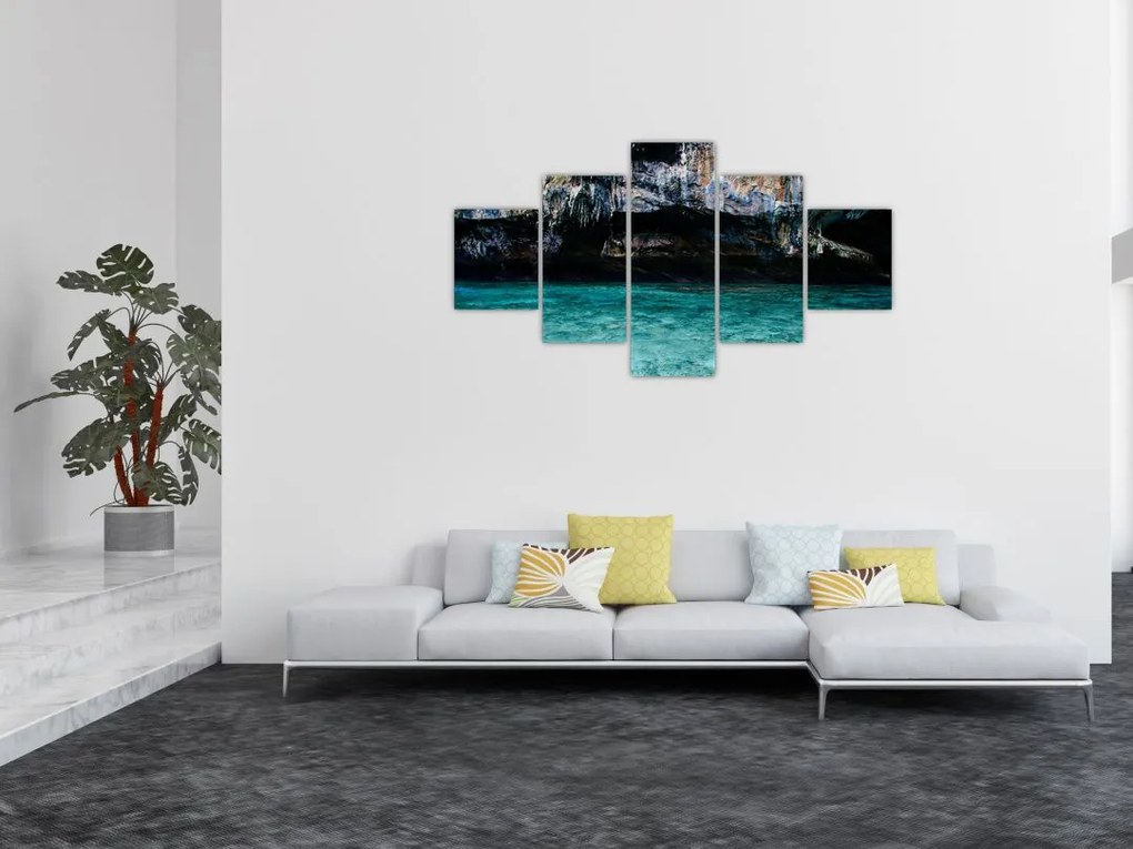 Obraz wody i skał (125x70 cm)