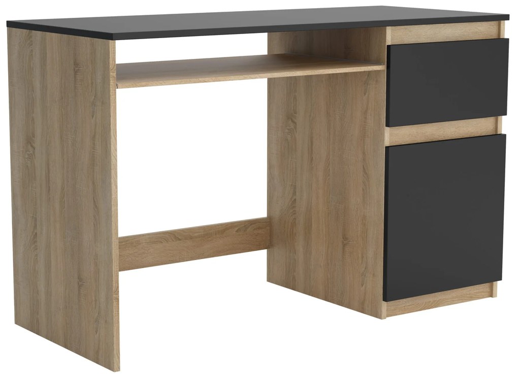 Biurko komputerowe młodzieżowe szkolne 120 cm REMI1 Dąb Sonoma/Czarny