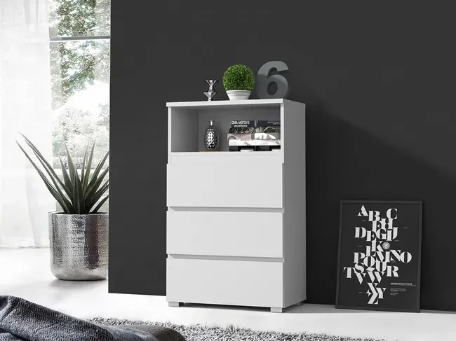 Biały minimalistyczny regał na nóżkach - Elsinor 7X