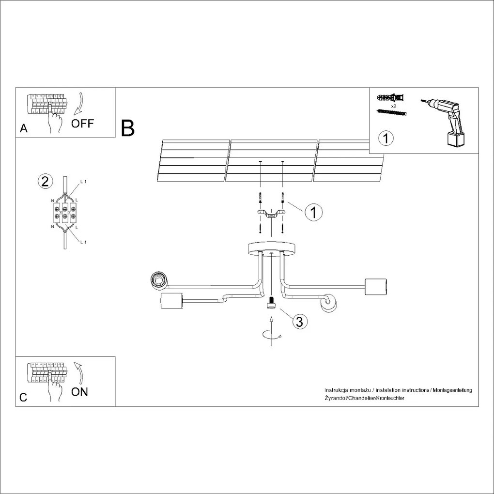 Żyrandol TIMBO 4 biały SOLLUX LIGHTING