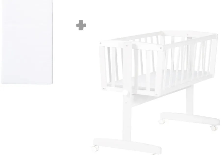 Biała kołyska na kółkach 40x90 cm – Roba