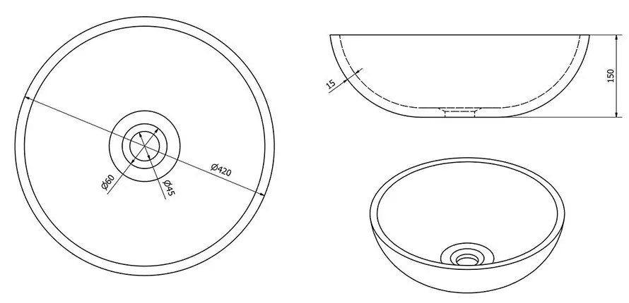 Zielona ceramiczna okrągła umywalka ø 42 cm Priori – Sapho
