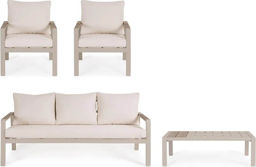 Beżowy aluminiowy zestaw mebli ogrodowych dla 5 osób Elna – Bizzotto