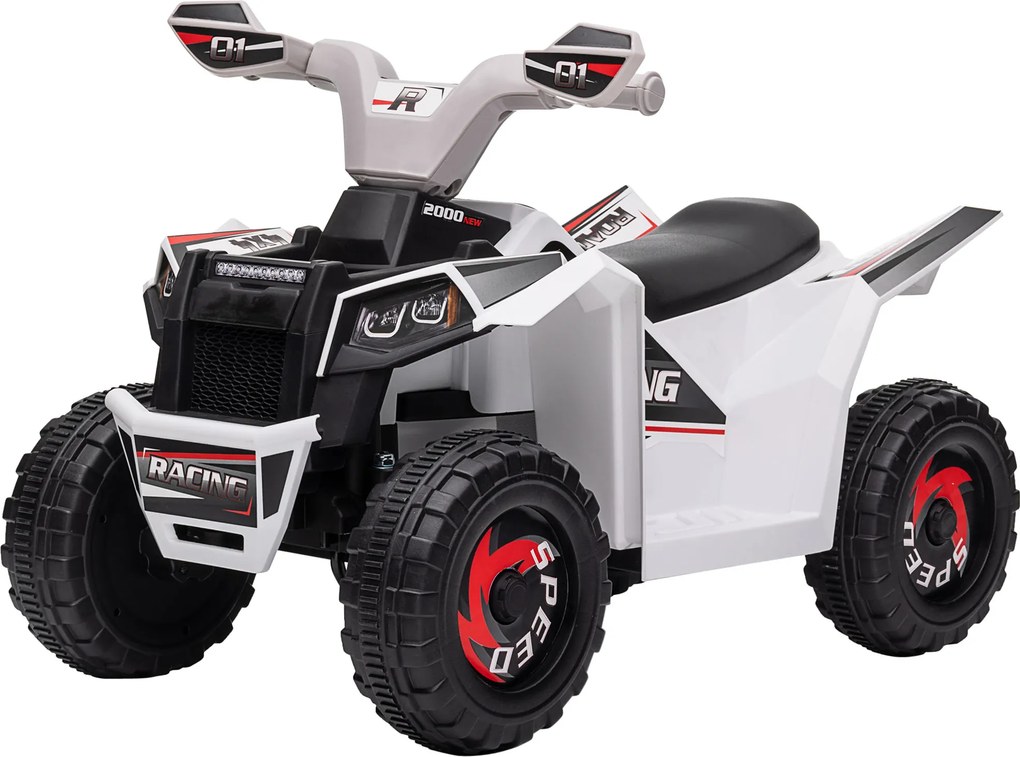 HOMCOM Elektryczny Quad dla Dzieci, 2,5 km/h, Funkcja Jazdy do Przodu i do Tyłu, dla dzieci 18-36 Miesięcy, Biały