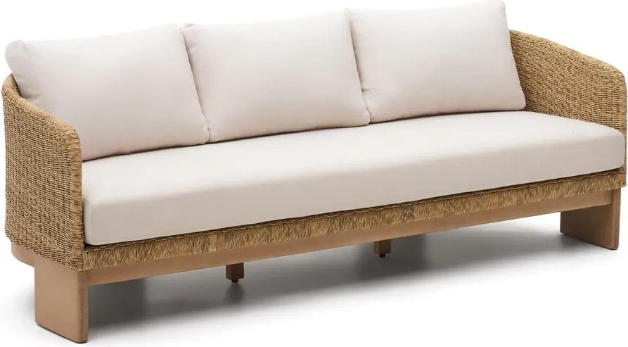 Beżowo-naturalny sofa ogrodowa z imitacji rattanu Xoriguer – Kave Home