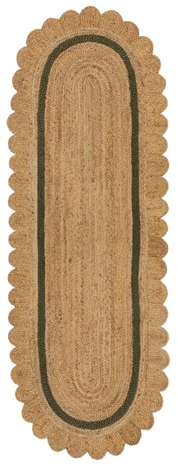Ciemnozielono-naturalny chodnik z juty tkany ręcznie 80x230 cm Grace Green – Flair Rugs