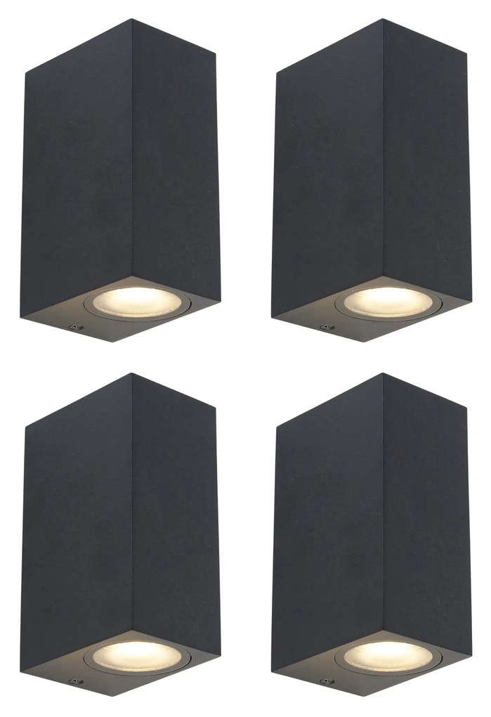 Zewnetrzna Zestaw 4 Nowoczesnych lamp ściennych czarnych 2-światłowych IP44 - Baleno Nowoczesny Oswietlenie zewnetrzne
