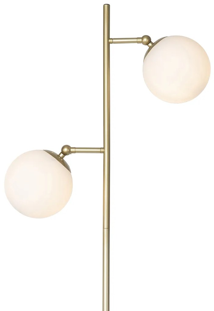Inteligentna lampa stojąca złota z matowym szkłem w komplecie 2 Wi-Fi P45 - Pallon ArtDeco Oswietlenie wewnetrzne