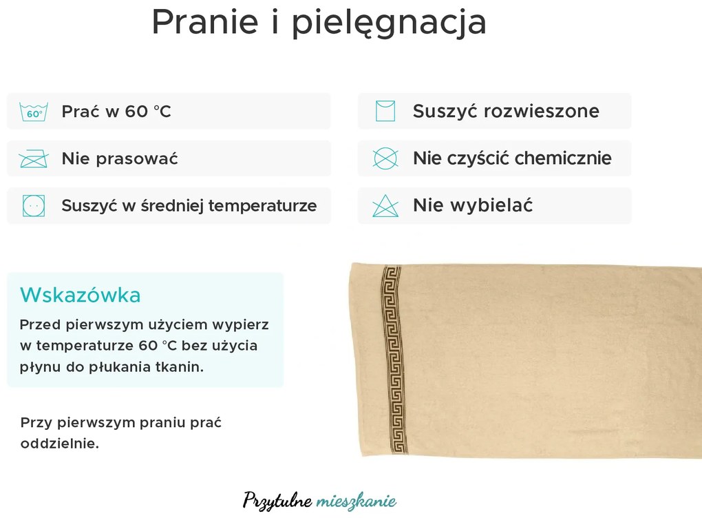 Ręcznik GREEK 50 x 90 cm kremowy, 100% bawełna