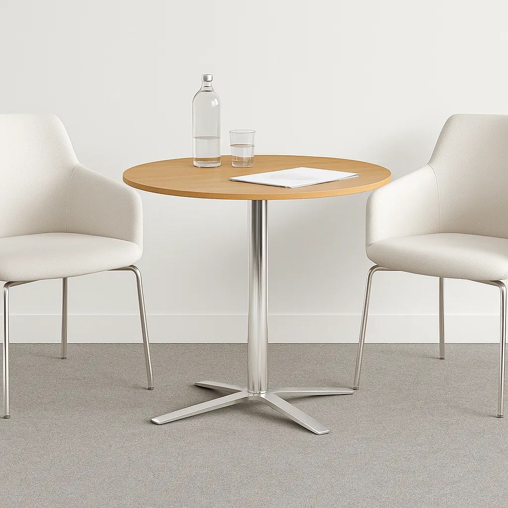 Stolik kawowy AURA, średnica 60 cm, chrom podstawa, orzech