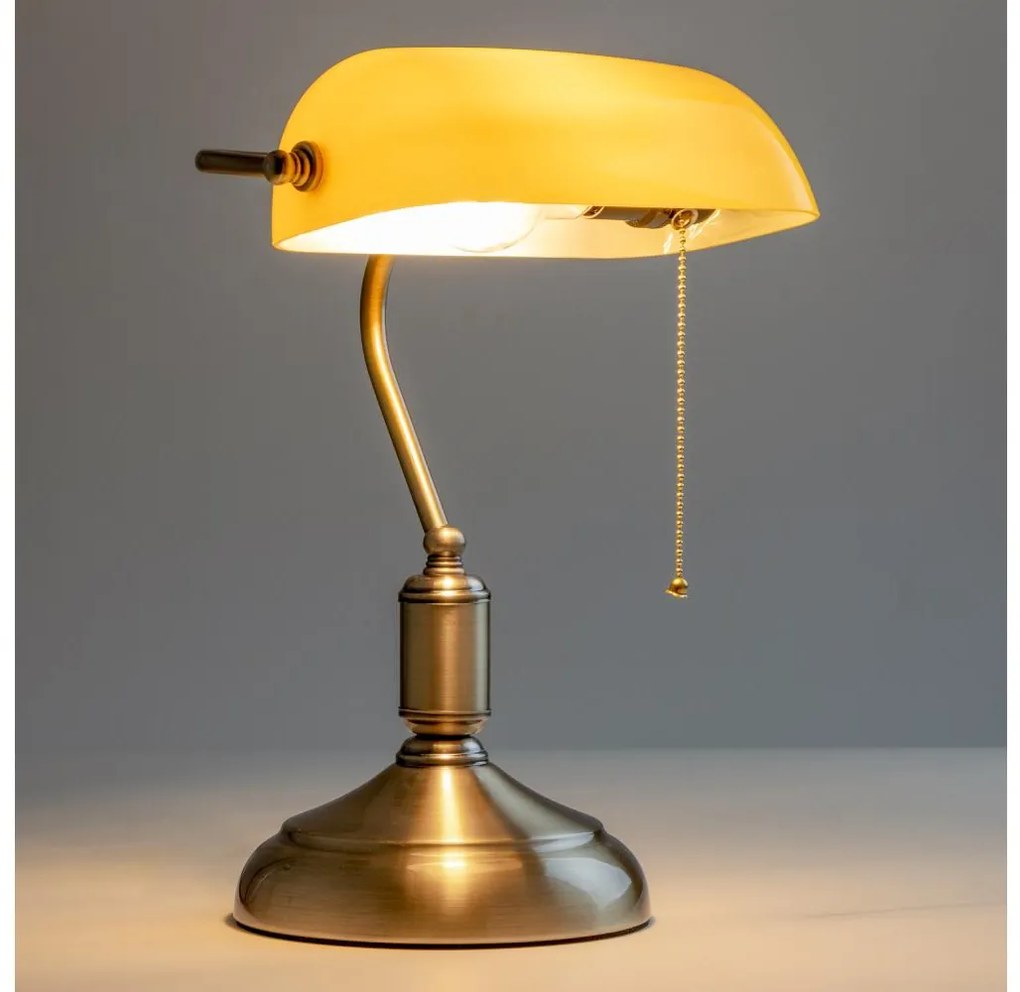Brilagi - Lampa biurkowa BANK OFFICE 1xE27/60W/230V mosiądz/pomarańczowa