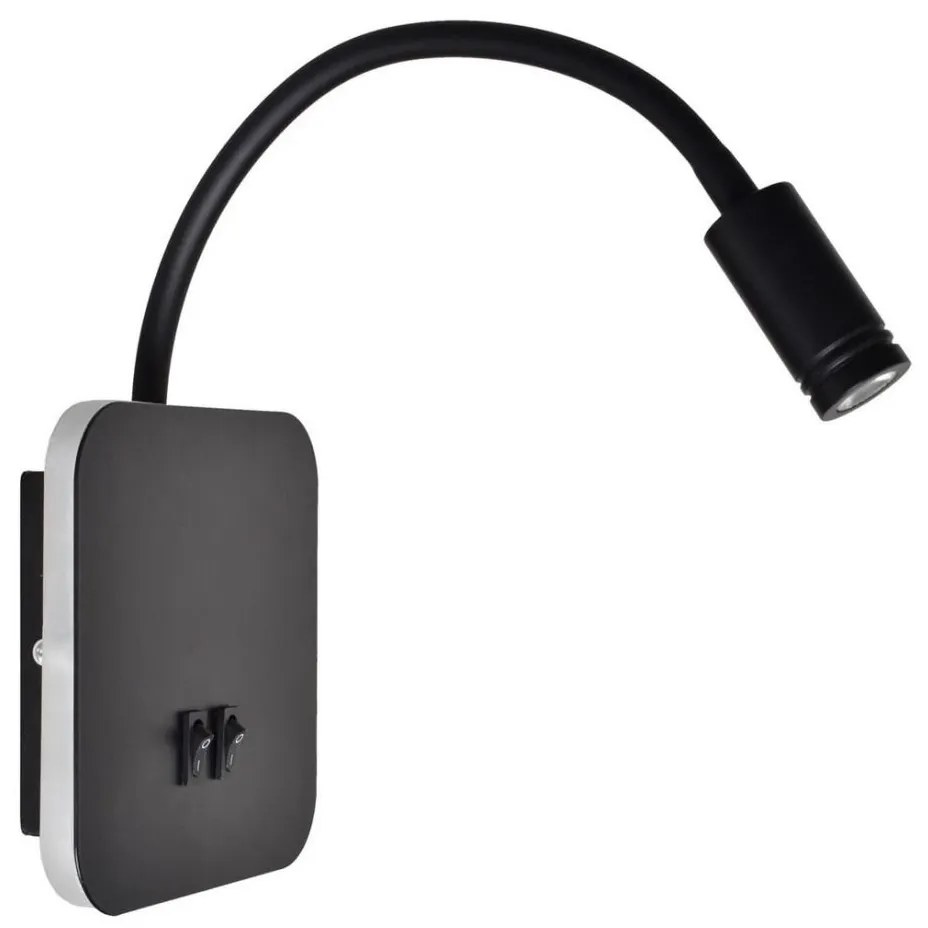 LED elastyczna lampka ścienna BASE 1xLED/8W+1xLED/2W/230V czarno-srebrna