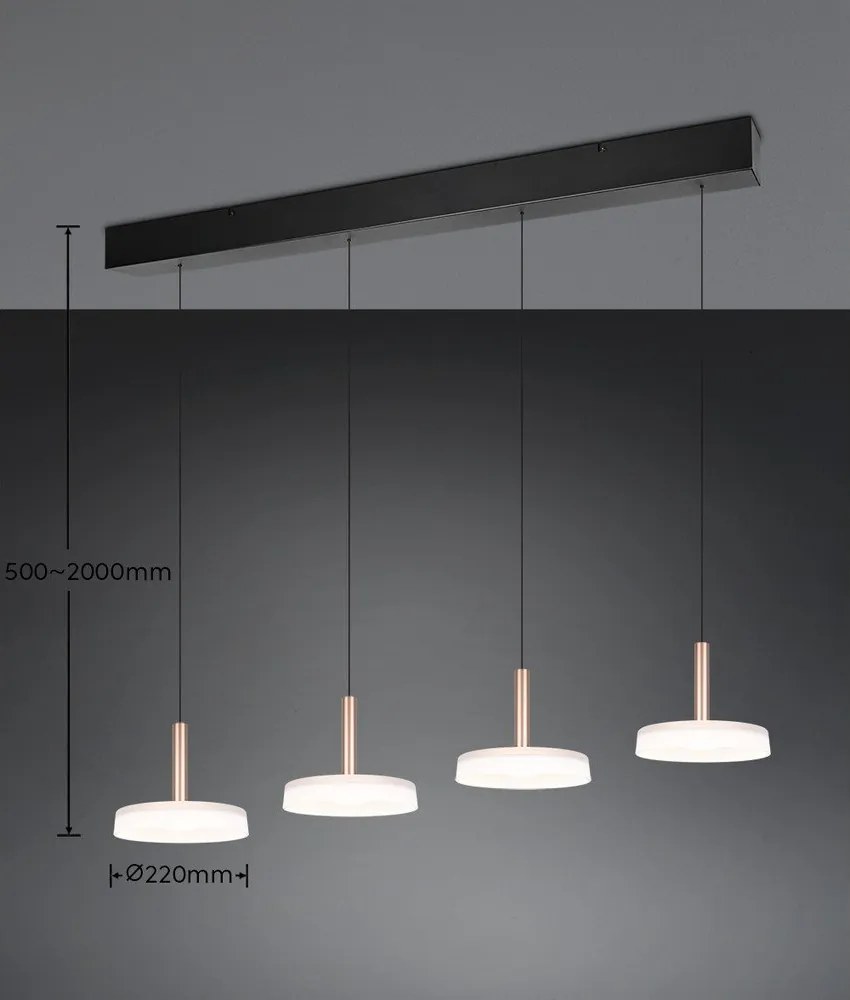 Lampa wisząca LED w czarno-biało-złotym kolorze ze ściemniaczem i szklanym kloszem Celeste – Trio
