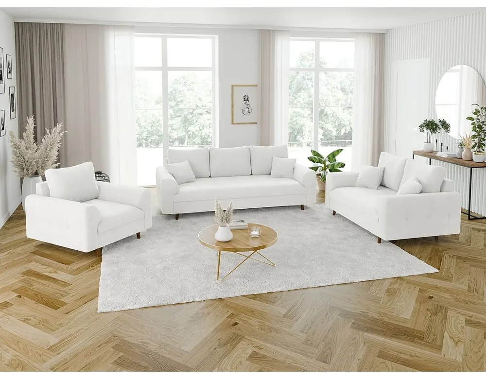 Biała sofa z materiału bouclé 210 cm Ariella – Ropez