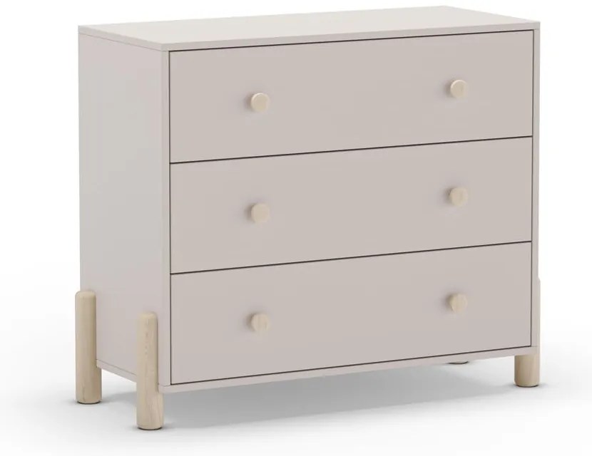 Kremowa niska komoda dziecięca z litego drewna sosnowego 90x80 cm Enola – Marckeric
